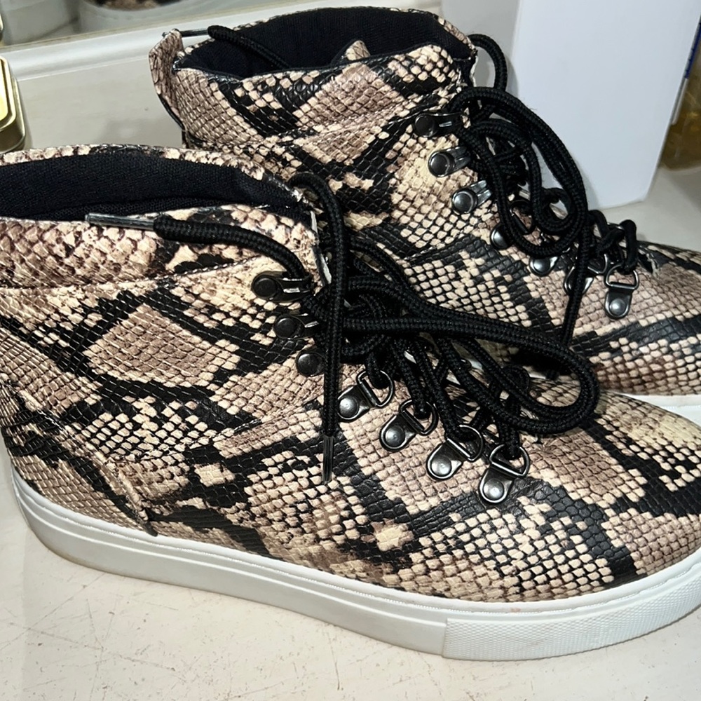 snake skin print boots
